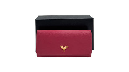 PRADA PINK SAFFIANO LEATHER WALLET WITH CARD HOLDER