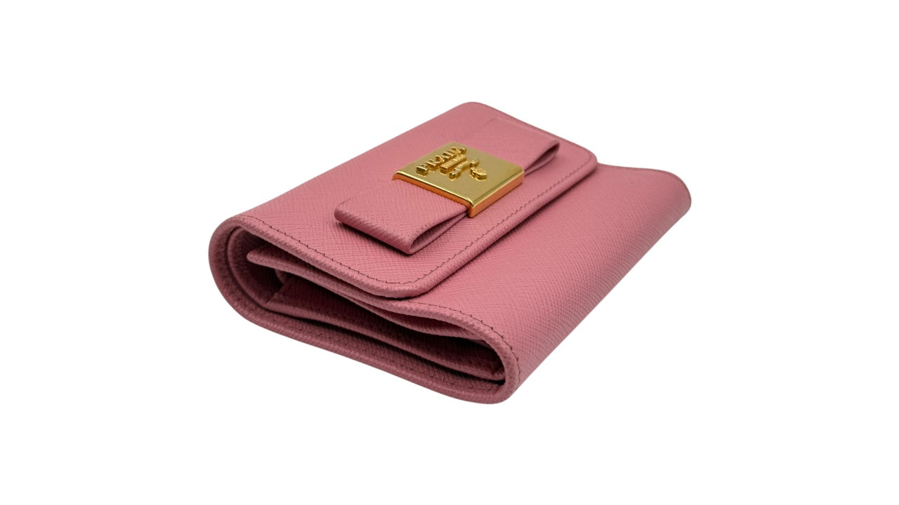 PRADA PINK SAFFINAO SHORT WALLET