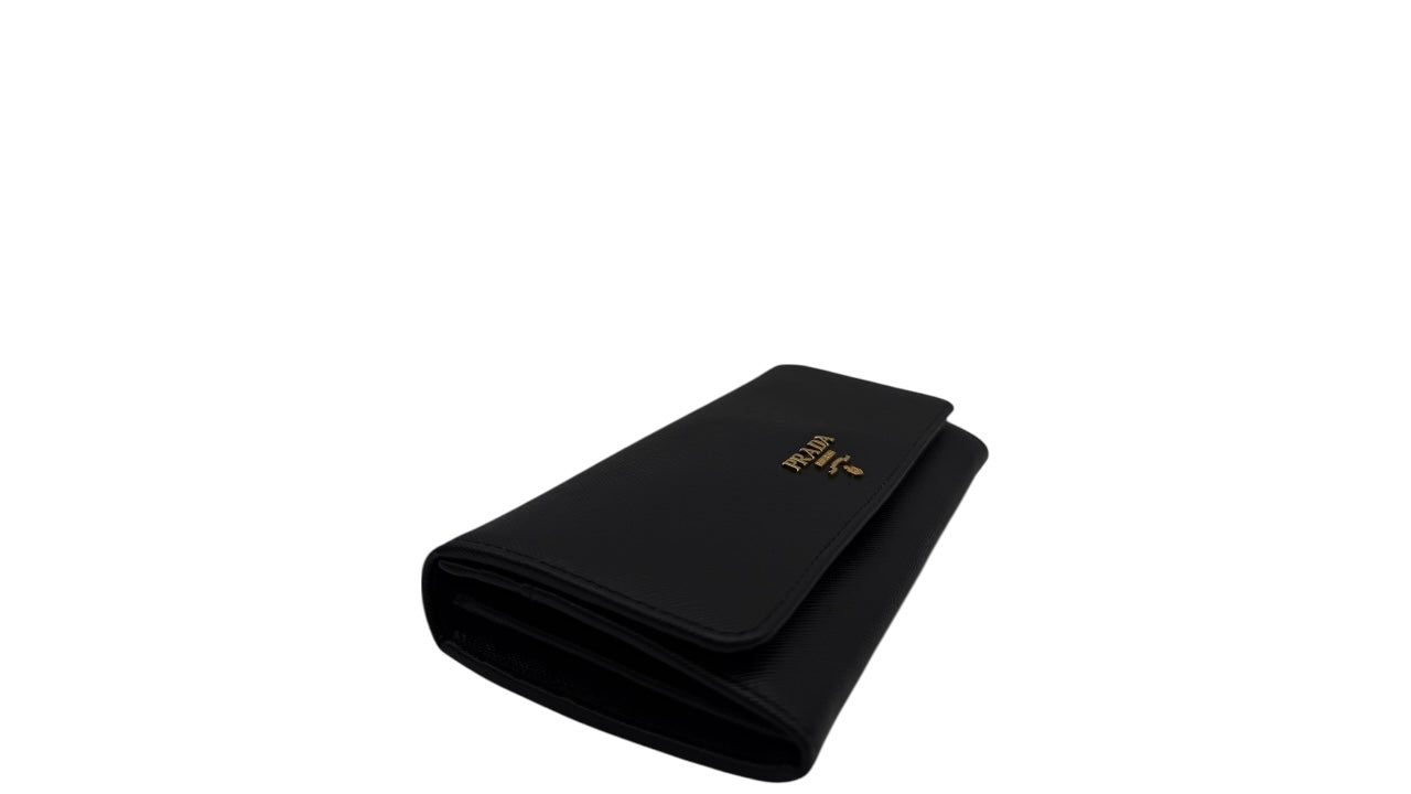 PRADA SAFFIANO LEATHER LONG WALLET BLACK