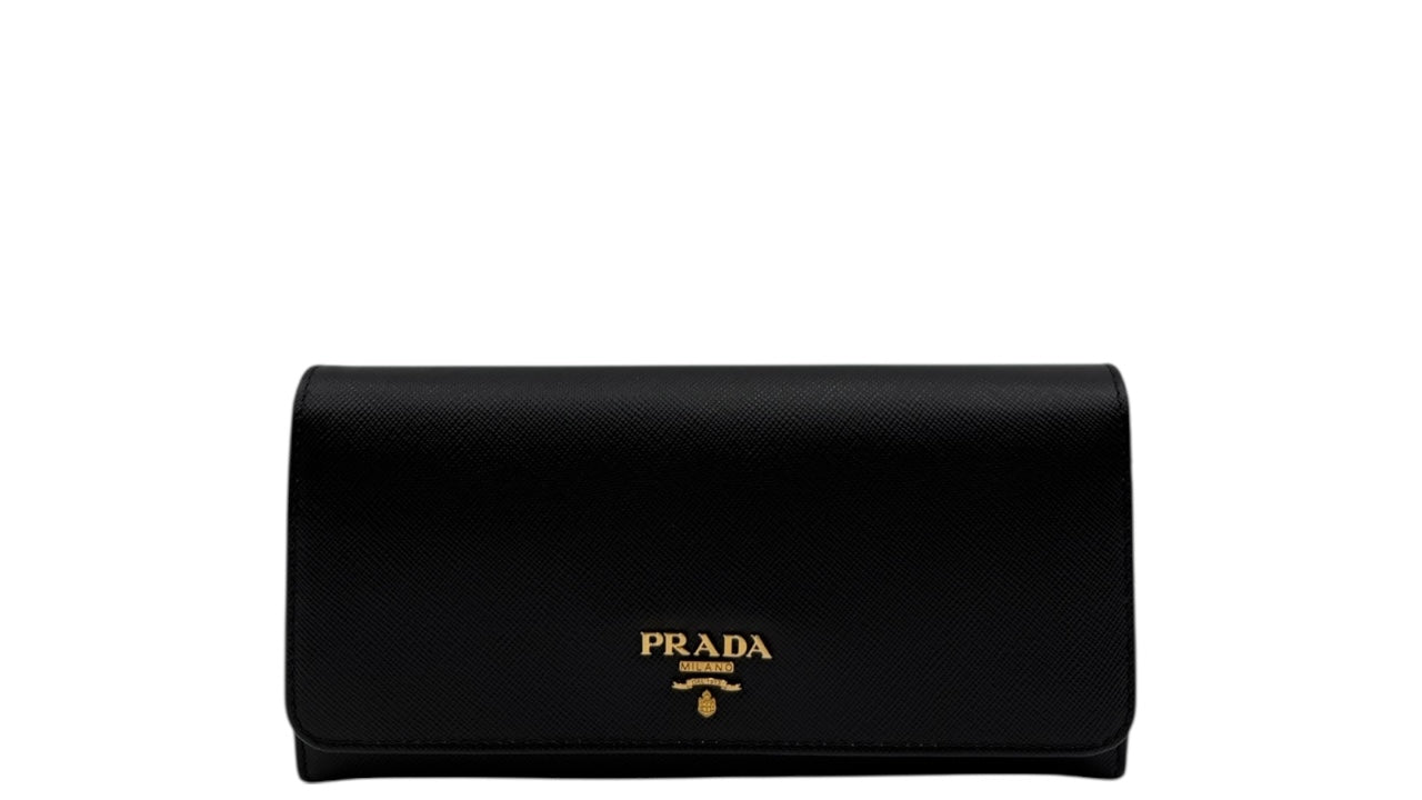 PRADA SAFFIANO LEATHER LONG WALLET BLACK