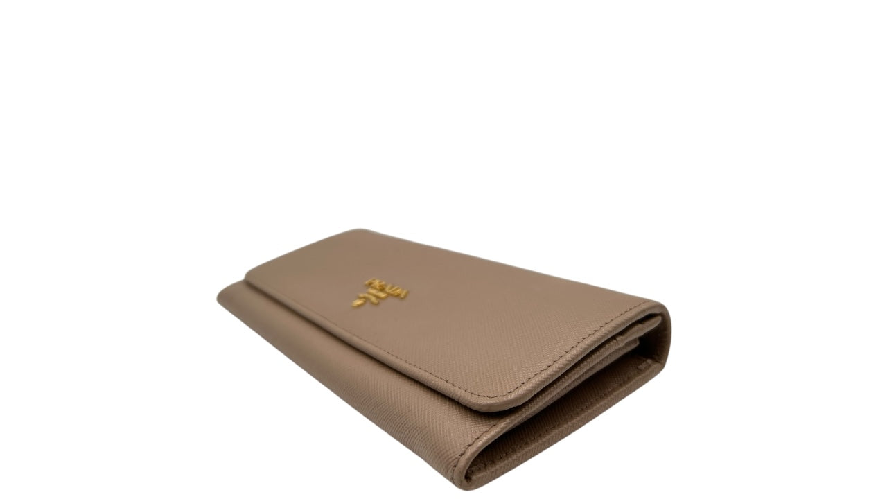 PRADA SAFFIANO LEATHER LONG WALLET BEIGE