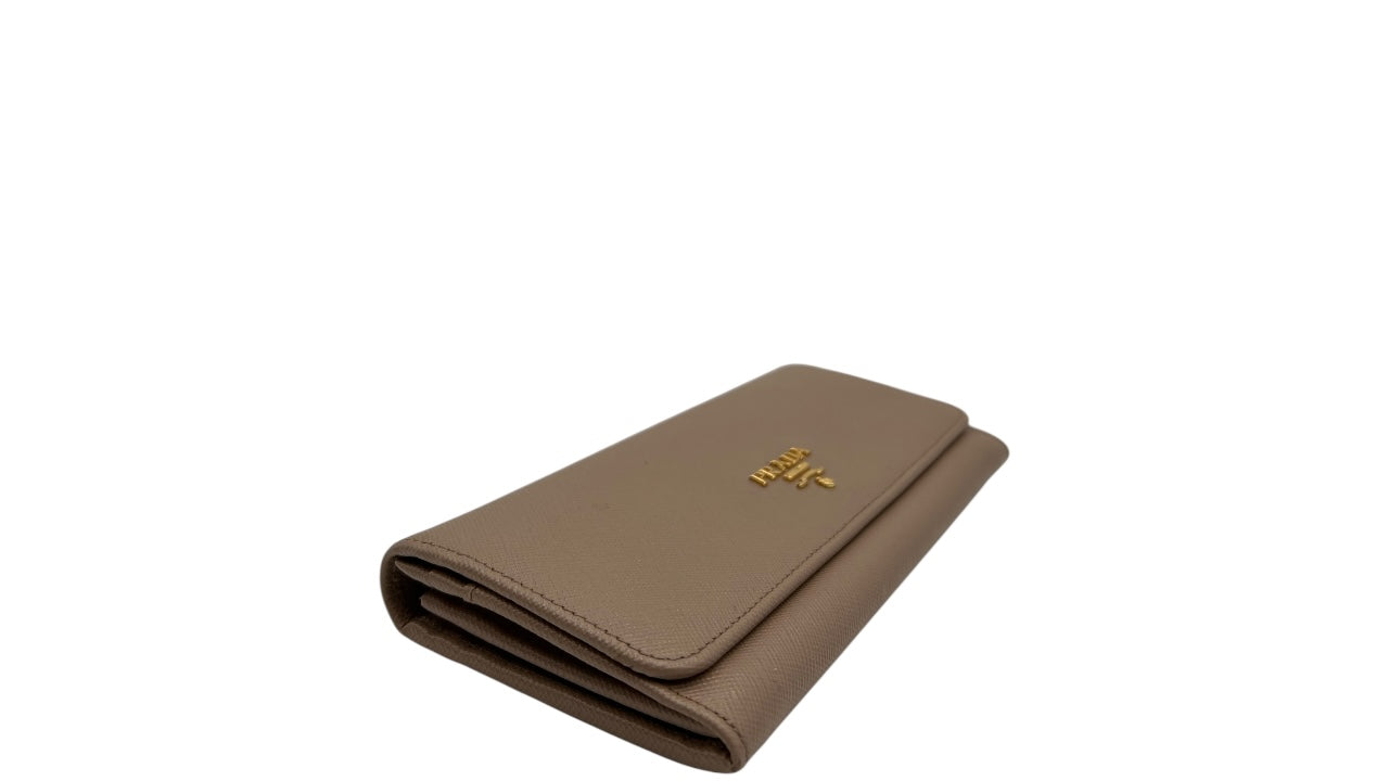 PRADA SAFFIANO LEATHER LONG WALLET BEIGE