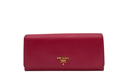 PRADA SAFFIANO LEATHER LONG WALLET DEEP PINK