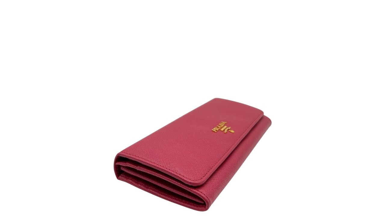 PRADA SAFFIANO LEATHER LONG WALLET DEEP PINK