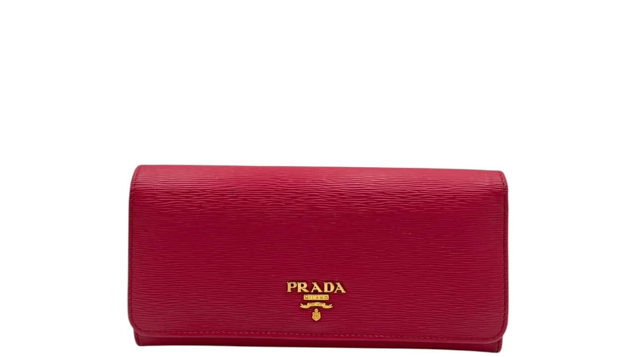 PRADA SAFFIANO LONG WALLET WITH CARD HOLDER PINK