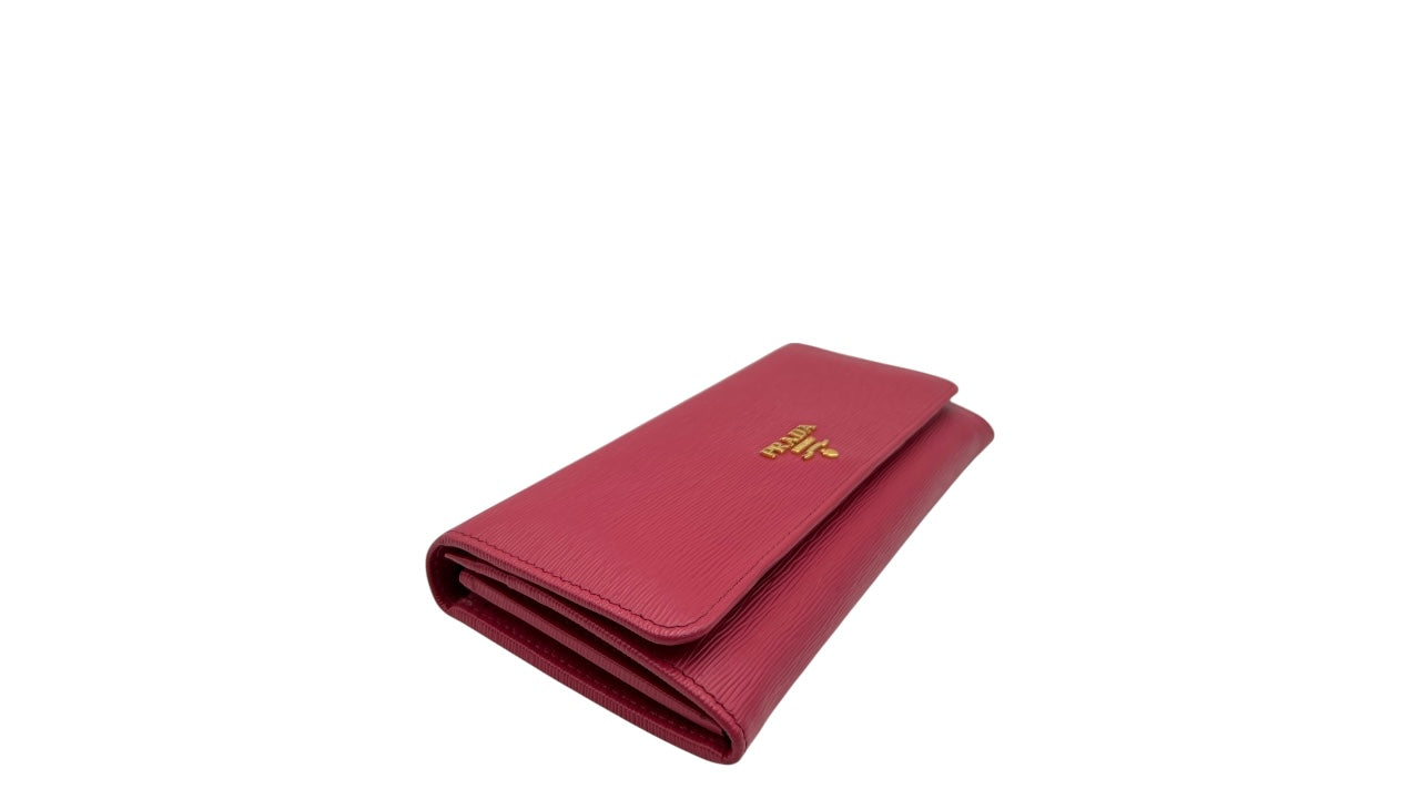 PRADA SAFFIANO LONG WALLET WITH CARD HOLDER PINK