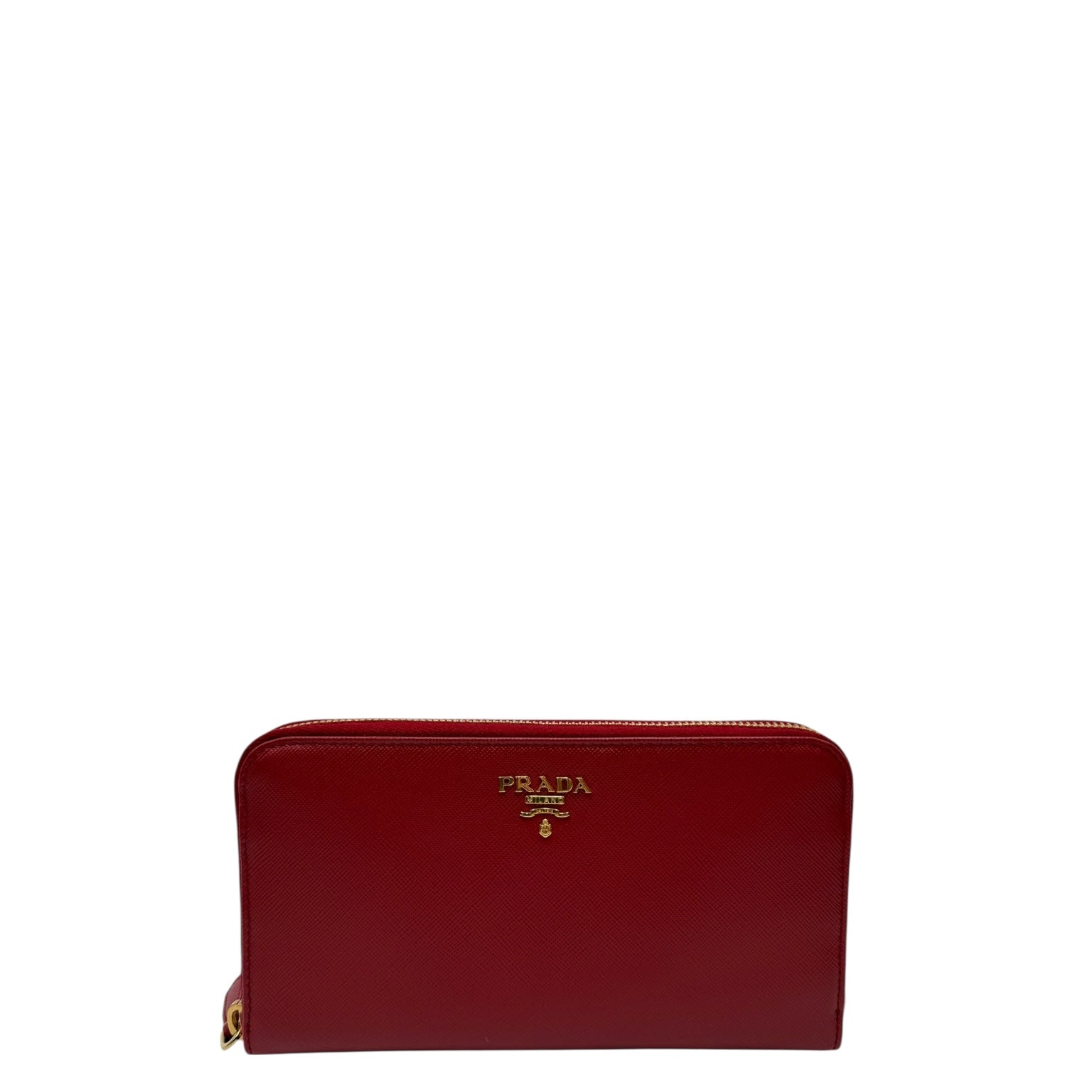 PRADA RED SAFFIANO LONG ZIPPY WALLET