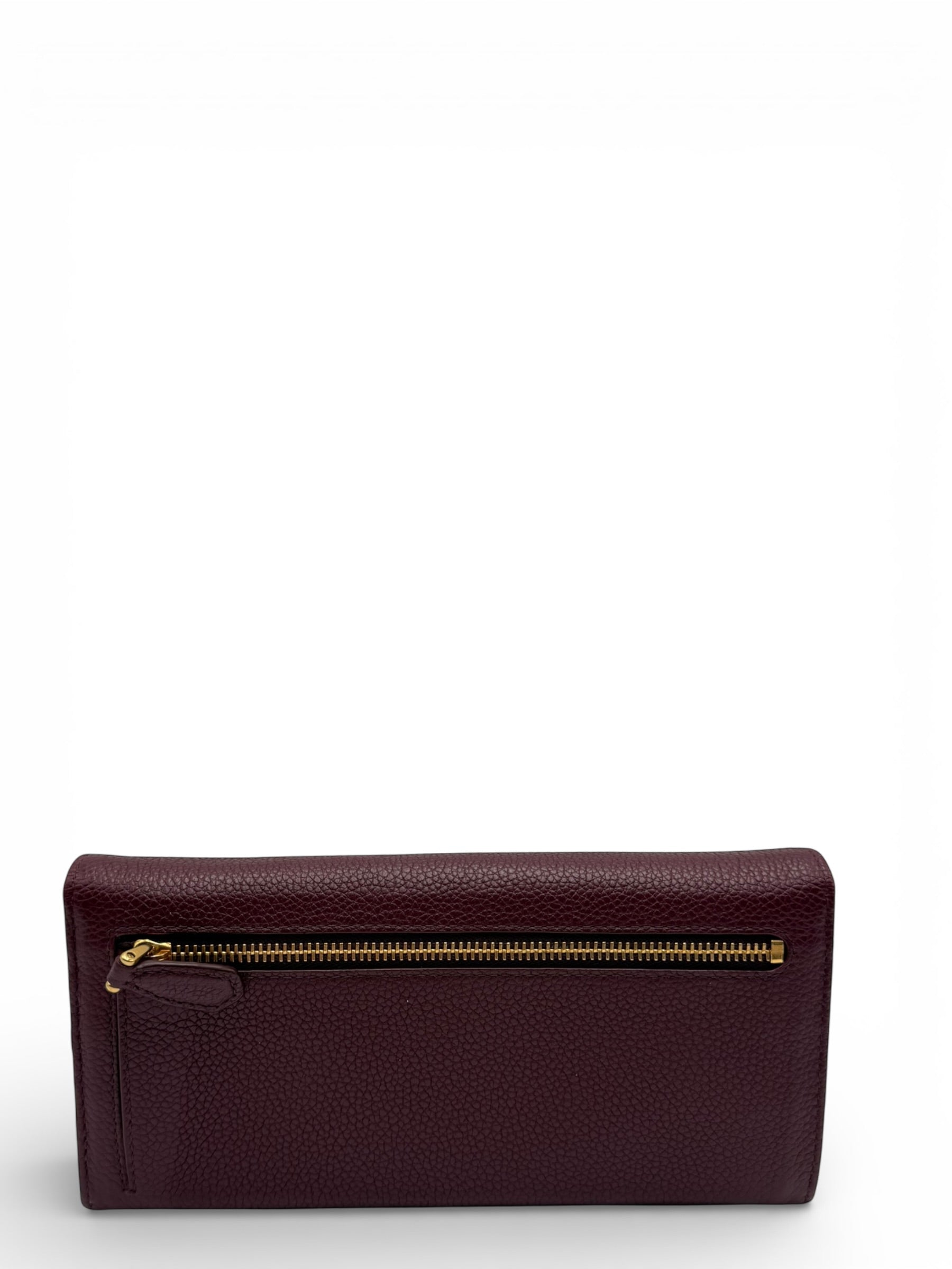 PRADA SAFFIANO METAL CONTINENTAL FLAP WALLET BURGUNDY