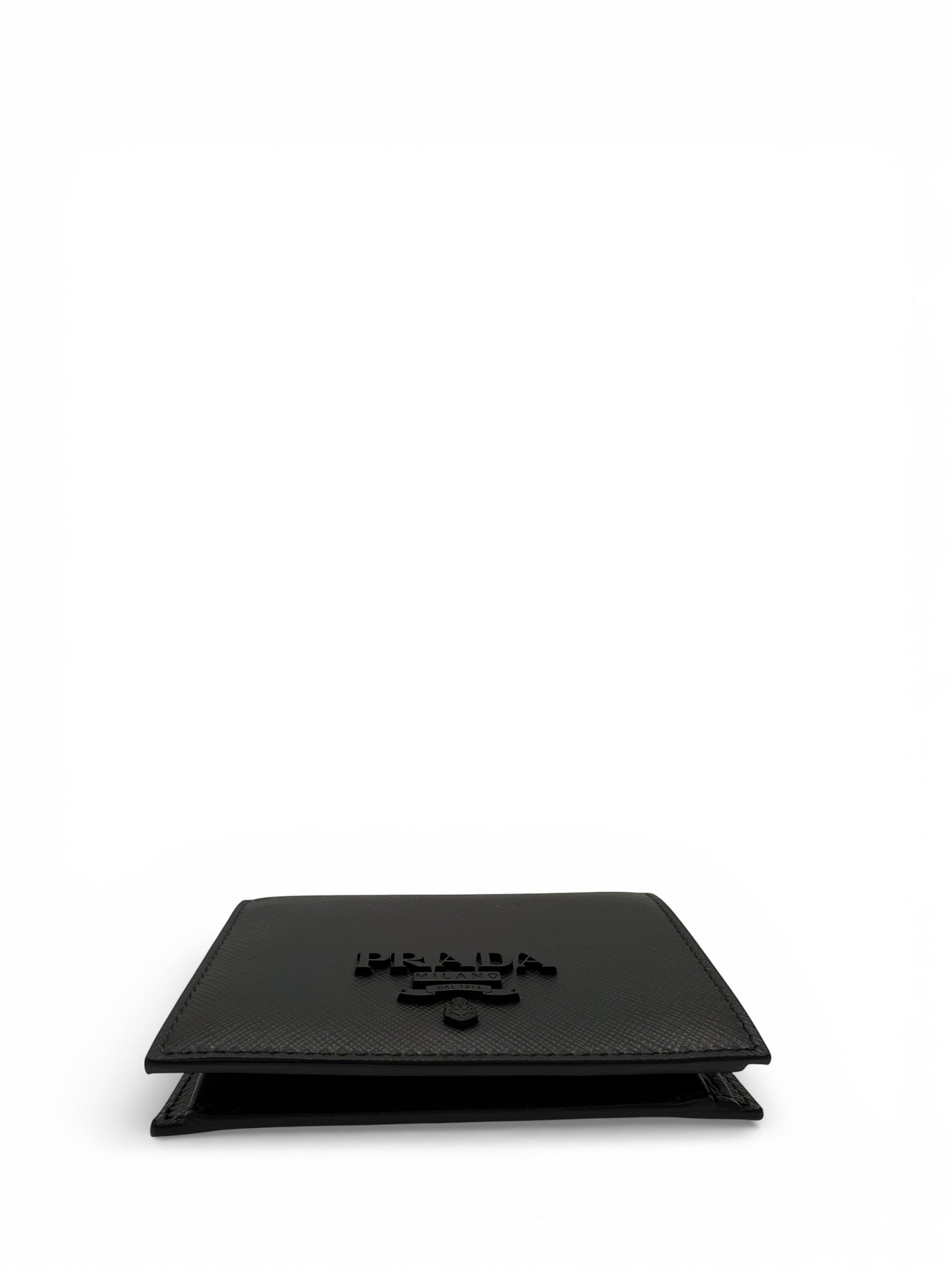 PRADA BLACK CALFSKIN SHORT WALLET