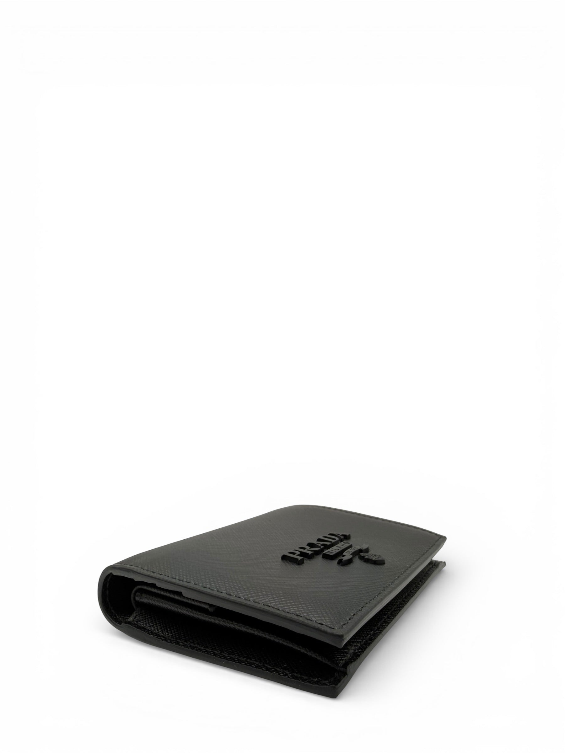 PRADA BLACK CALFSKIN SHORT WALLET