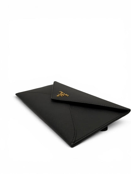 PRADA SAFFIANO LEATHER ENVELOPE WALLET BLACK