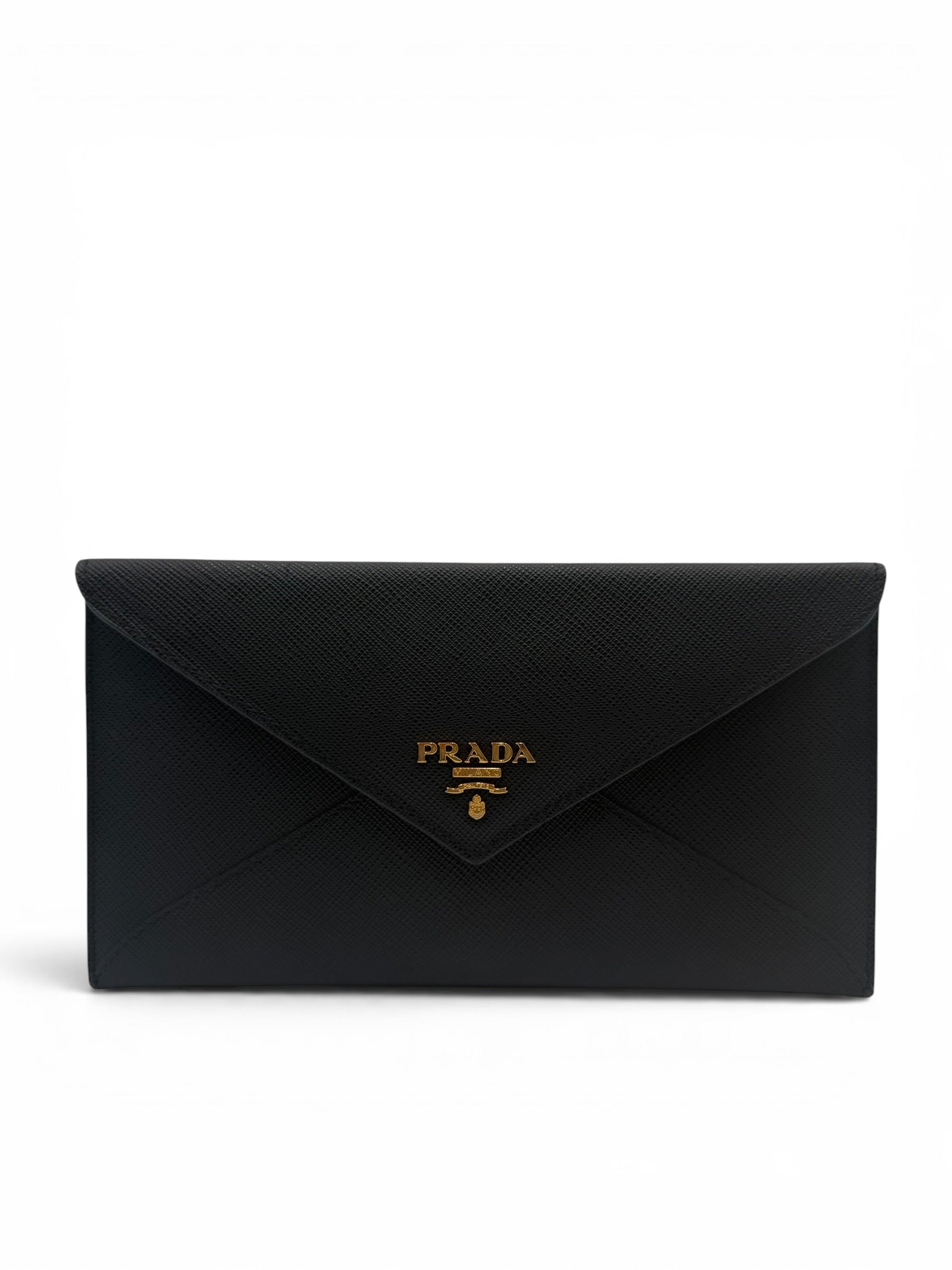 PRADA SAFFIANO LEATHER ENVELOPE WALLET BLACK
