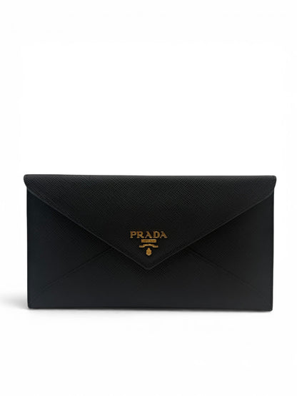 PRADA SAFFIANO LEATHER ENVELOPE WALLET BLACK