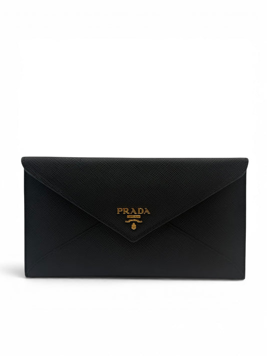 PRADA SAFFIANO LEATHER ENVELOPE WALLET BLACK