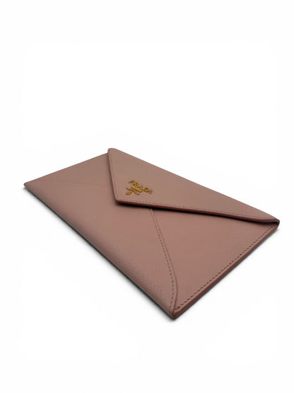 PRADA SAFFIANO LEATHER ENVELOPE WALLET PINK