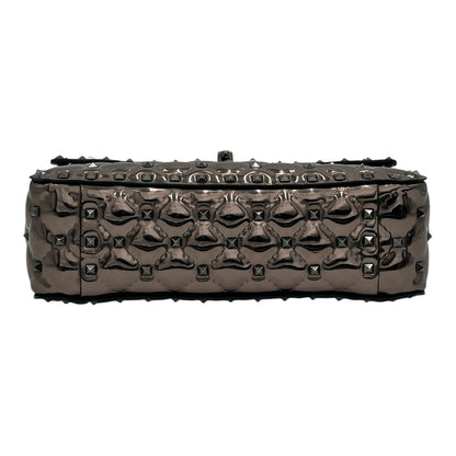 VALENTINO GARAVANI METALLIC PATENT MEDIUM ROCKSTUD SPIKE SHOULDER BAG RUTENIO