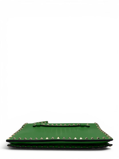 VALENTINO ROCKSTUD APPLE GREEN CALFSKIN CLUTCH