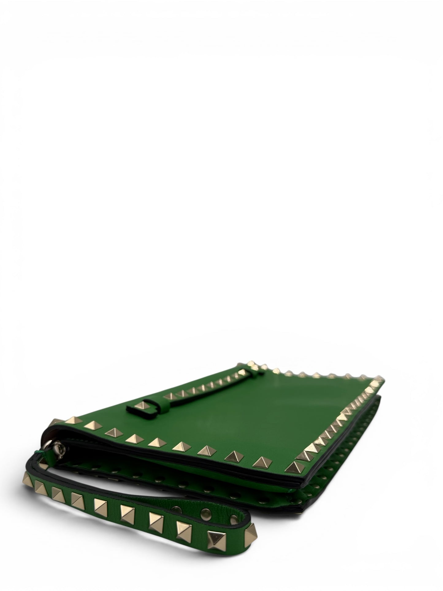 VALENTINO ROCKSTUD APPLE GREEN CALFSKIN CLUTCH