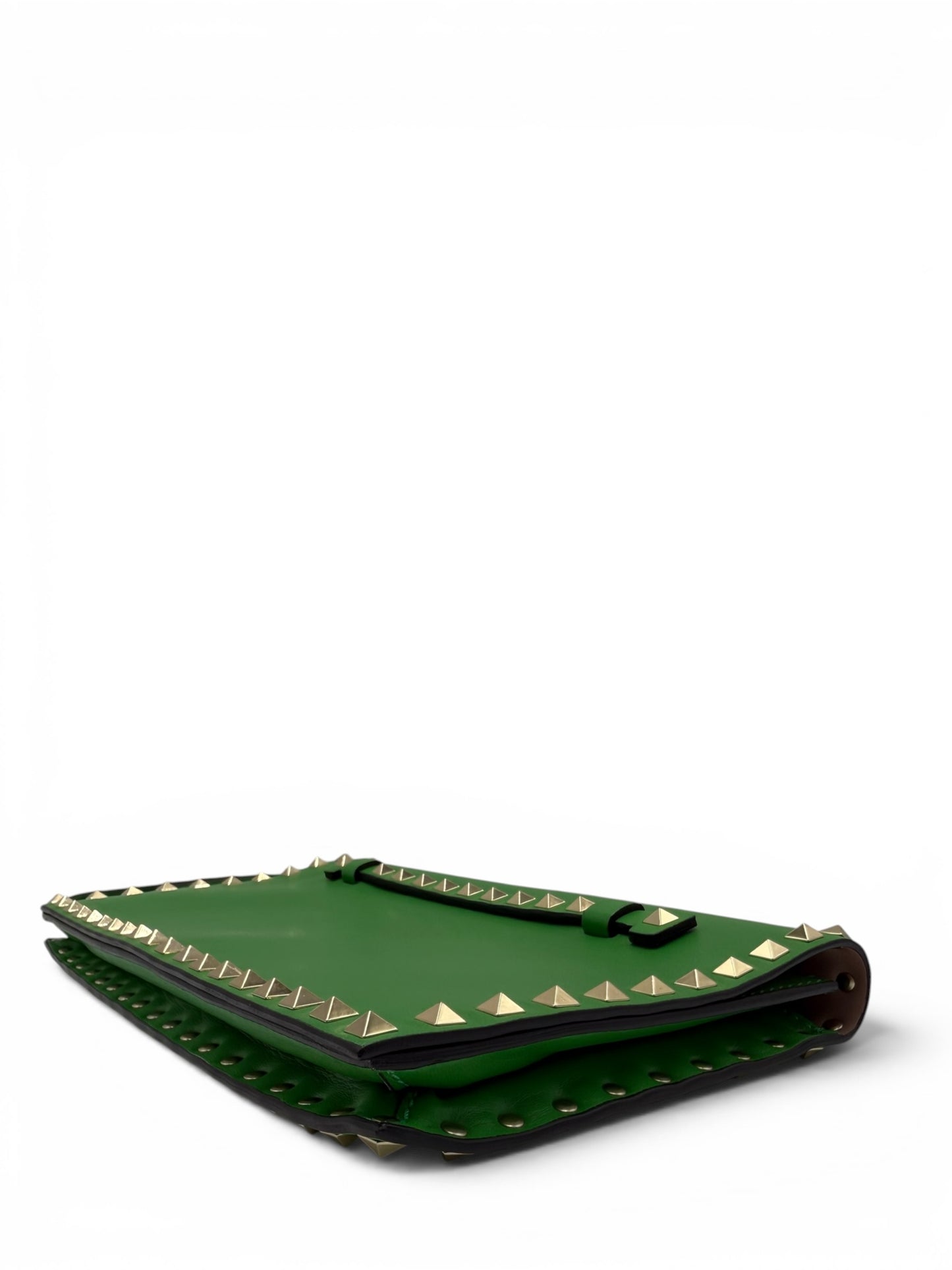 VALENTINO ROCKSTUD APPLE GREEN CALFSKIN CLUTCH
