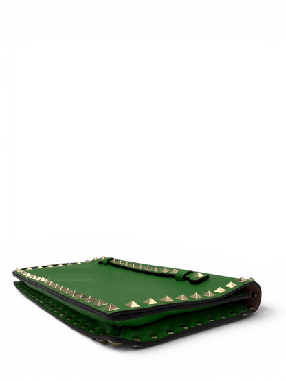 VALENTINO ROCKSTUD APPLE GREEN CALFSKIN CLUTCH