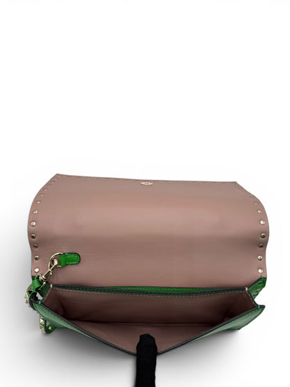 VALENTINO ROCKSTUD APPLE GREEN CALFSKIN CLUTCH