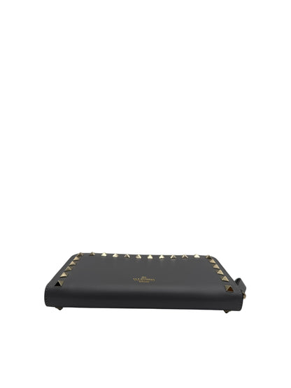VALENTINO ROCKSTUD ZIP AROUND WALLET IN GREY