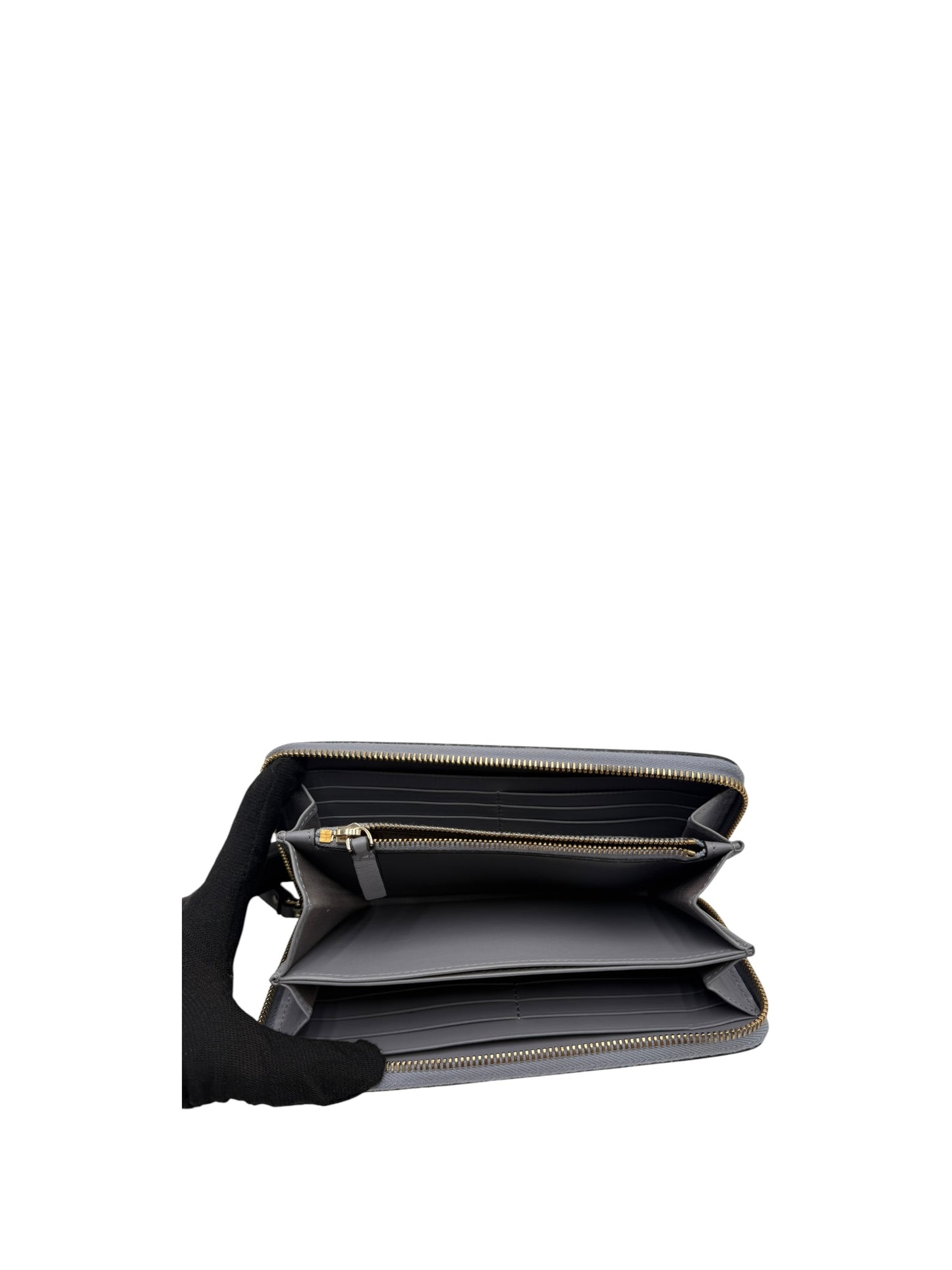 VALENTINO ROCKSTUD ZIP AROUND WALLET IN GREY