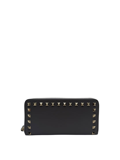 VALENTINO ROCKSTUD ZIP AROUND WALLET IN GREY