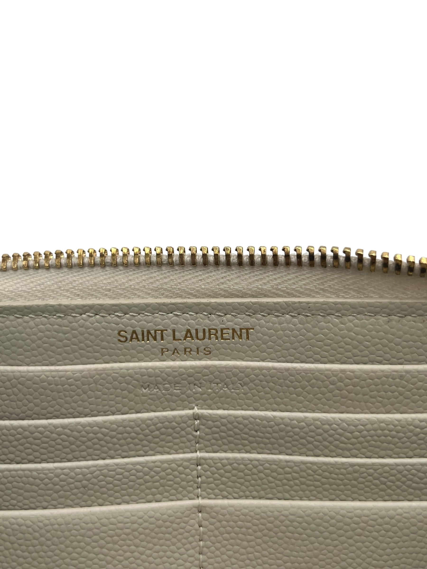 YSL MONOGRAM ZIP AROUND WALLET BEIGE