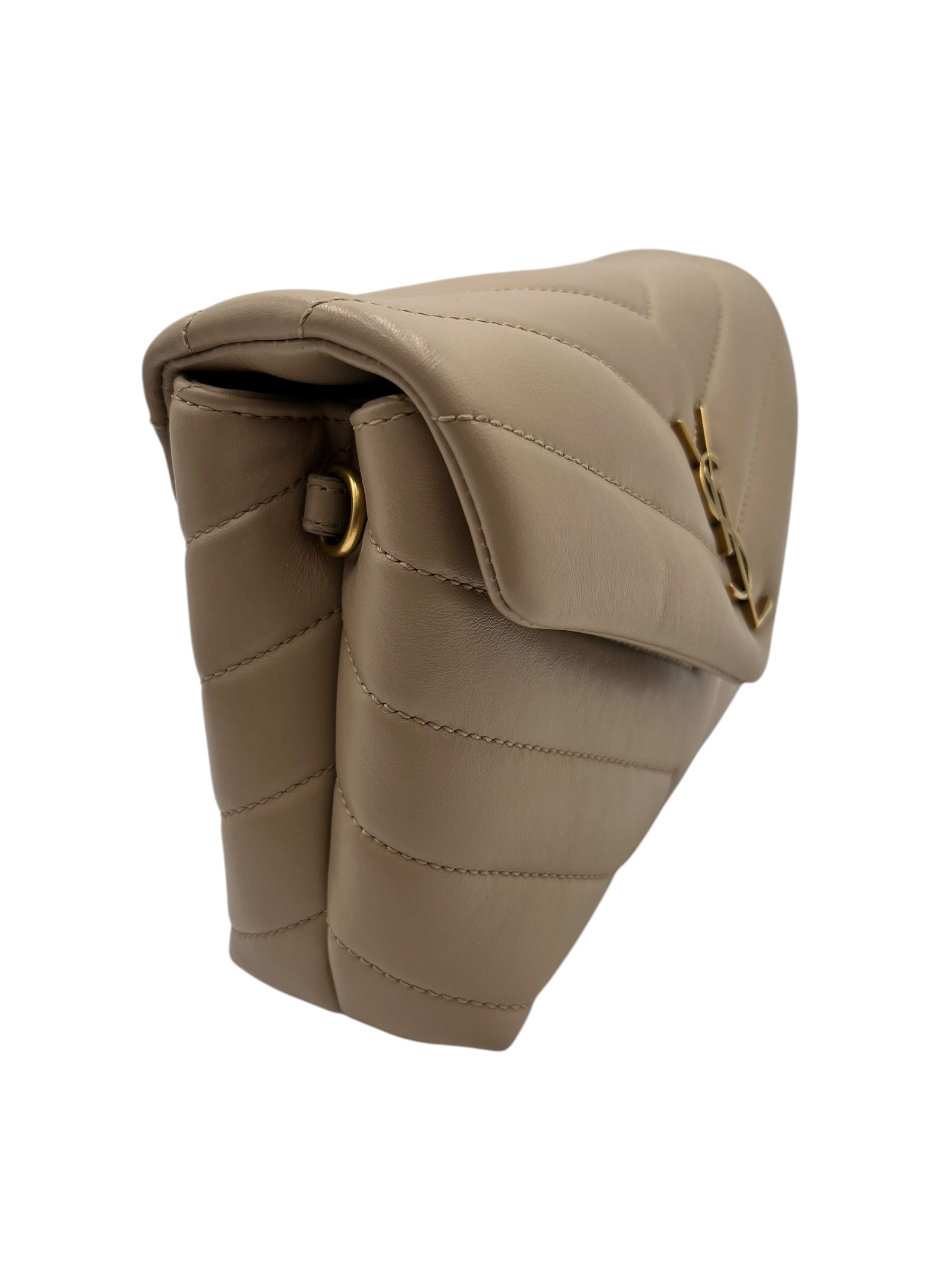YSL CALFSKIN Y QUILTED MONOGRAM TOY LOULOU BEIGE