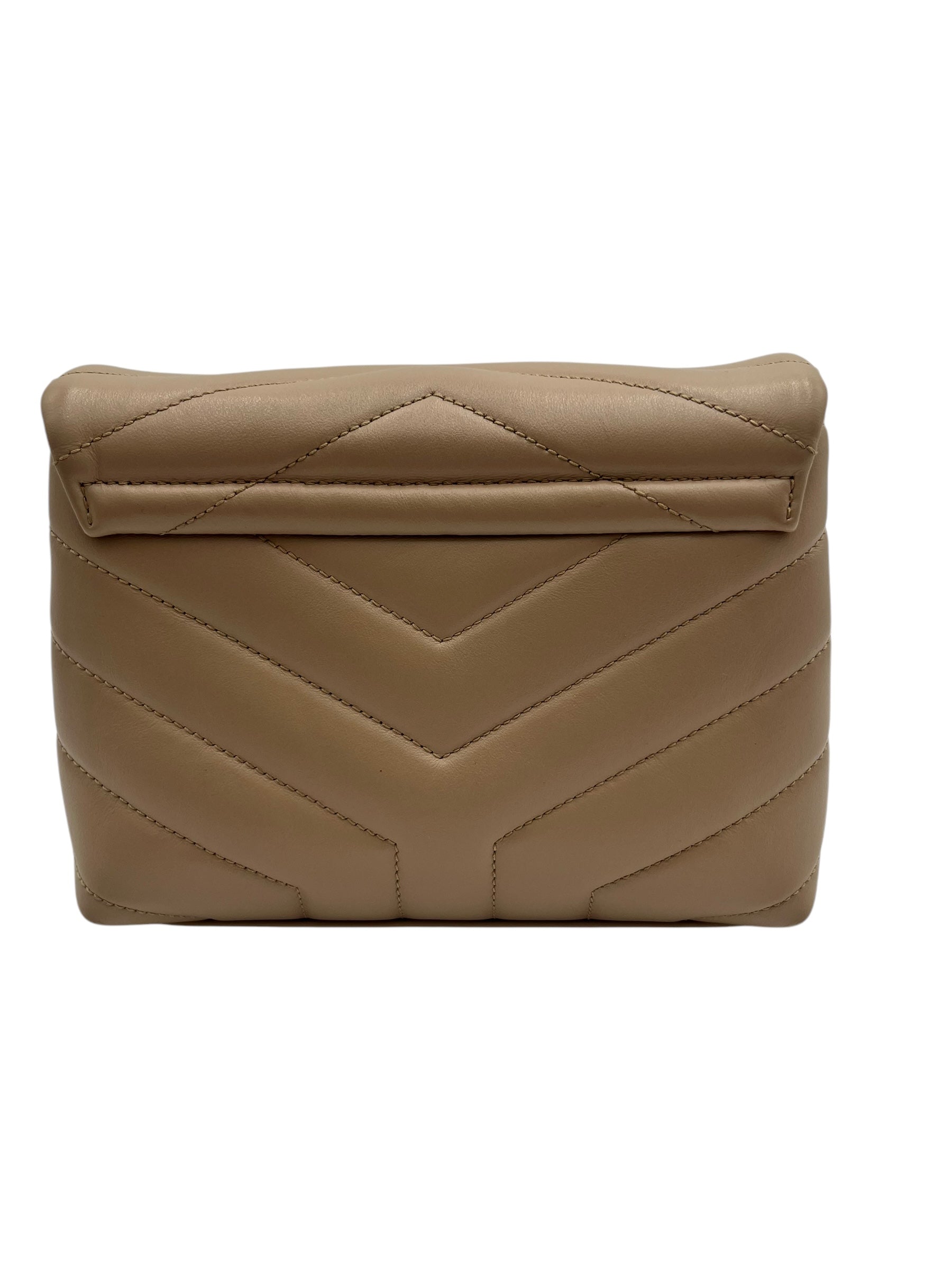 YSL CALFSKIN Y QUILTED MONOGRAM TOY LOULOU BEIGE