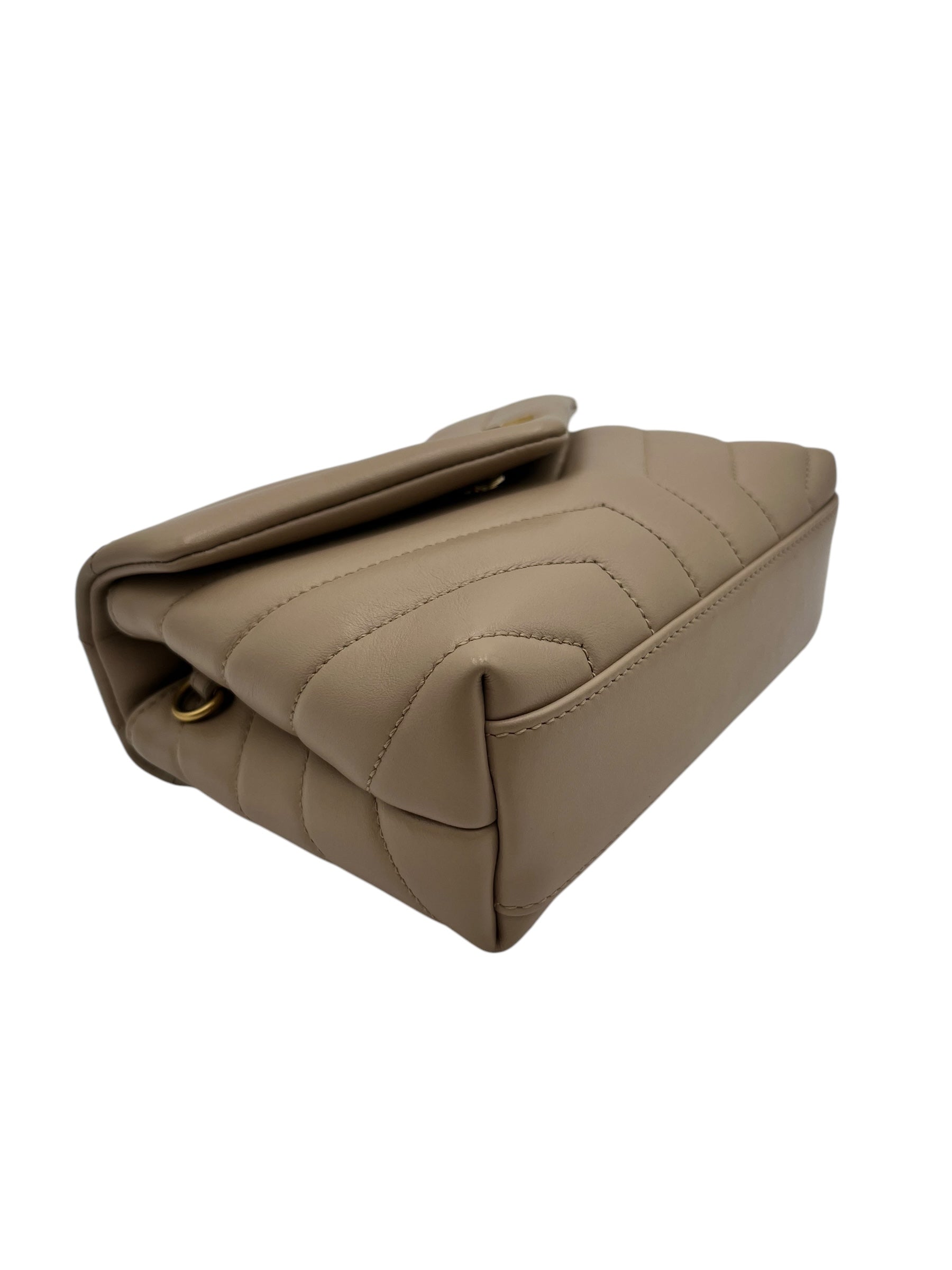 YSL CALFSKIN Y QUILTED MONOGRAM TOY LOULOU BEIGE