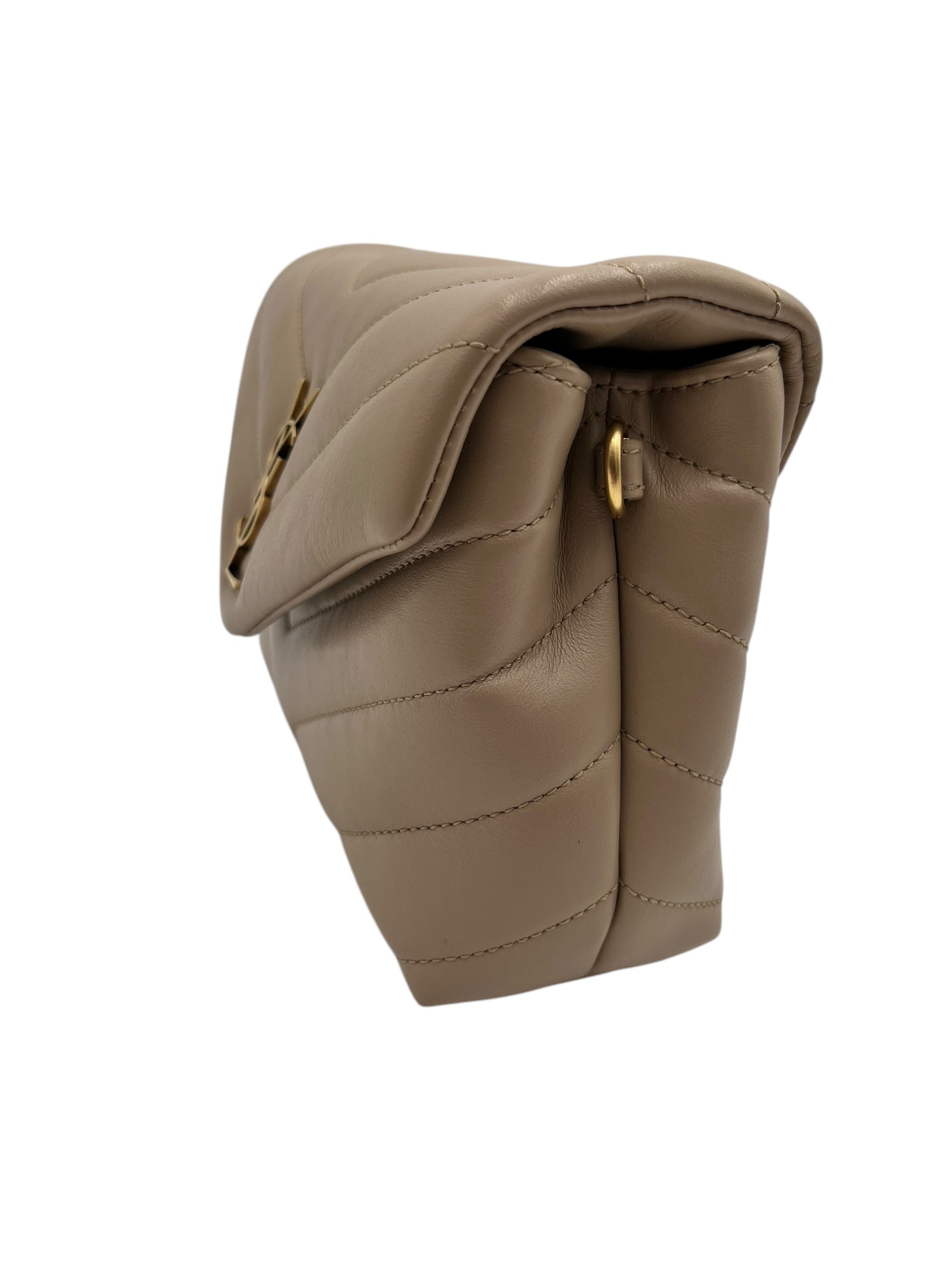 YSL CALFSKIN Y QUILTED MONOGRAM TOY LOULOU BEIGE