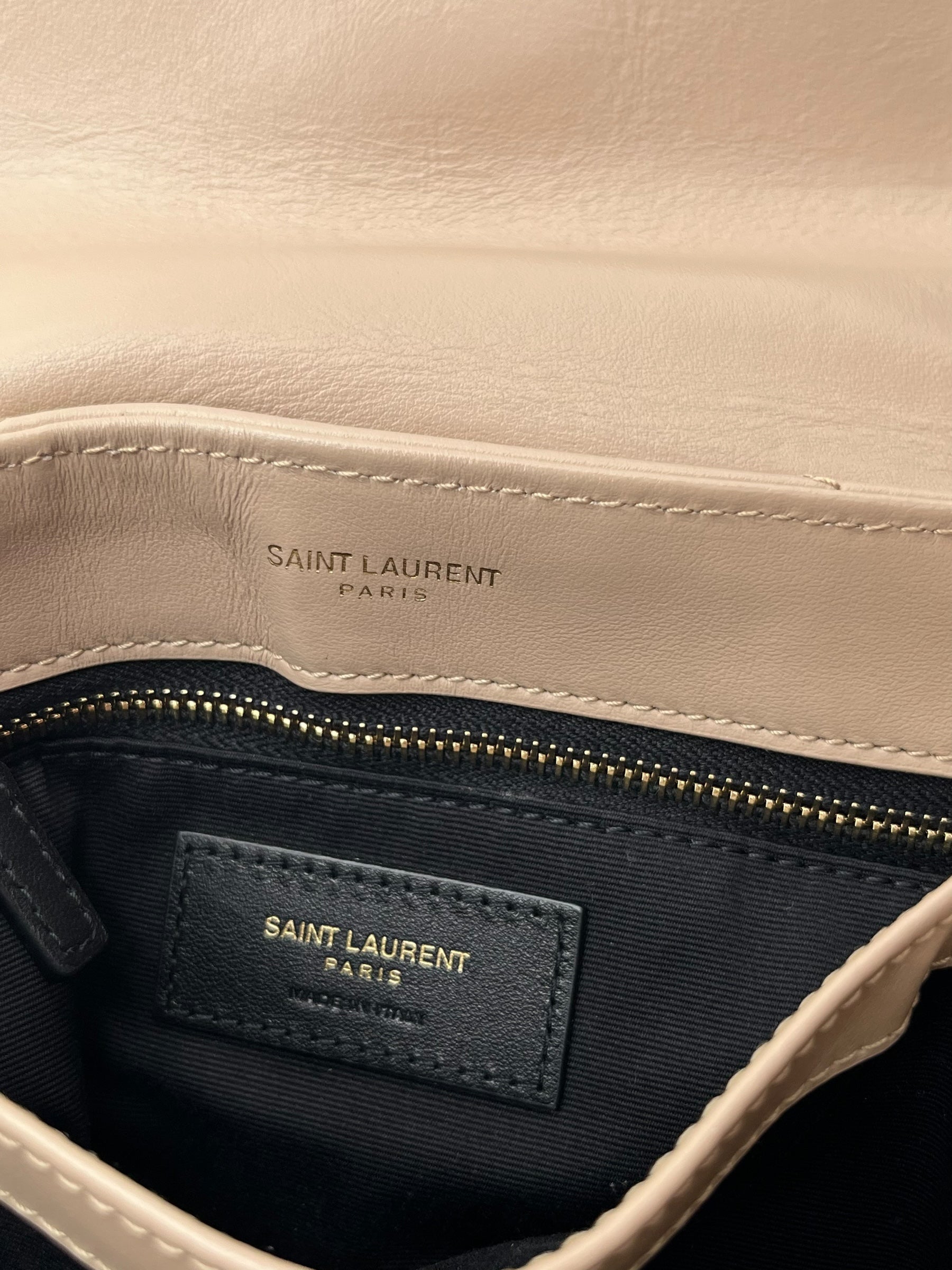 YSL CALFSKIN Y QUILTED MONOGRAM TOY LOULOU BEIGE