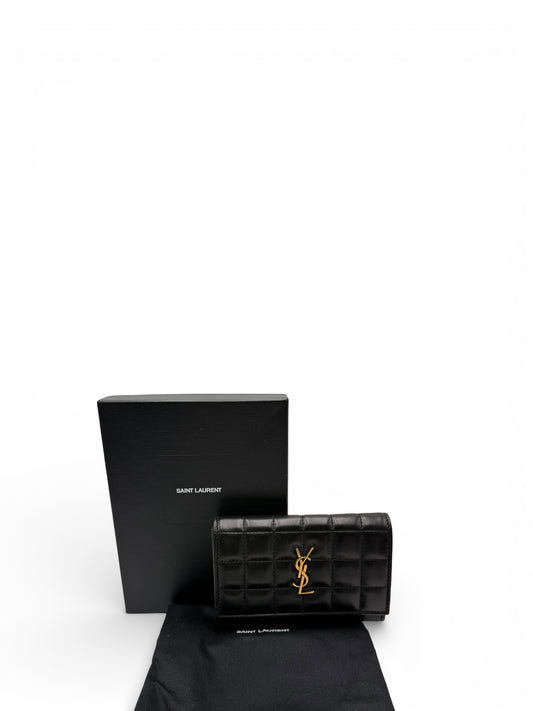 YSL BLACK LAMBSKIN SHORT WALLET