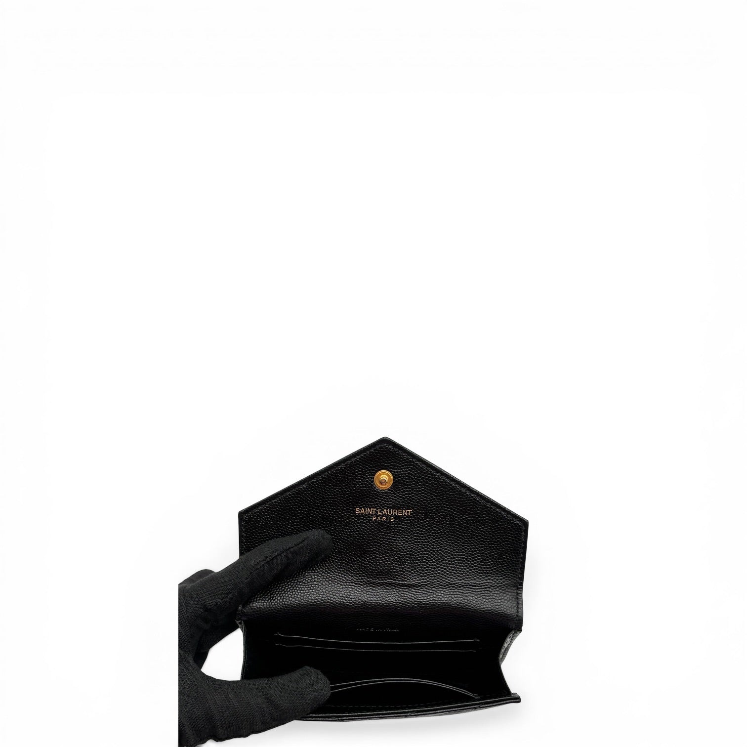 YSL BLACK CALFSKIN SHORT WALLET