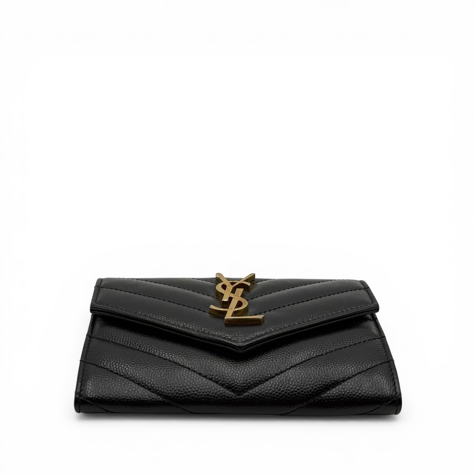 YSL BLACK CALFSKIN SHORT WALLET