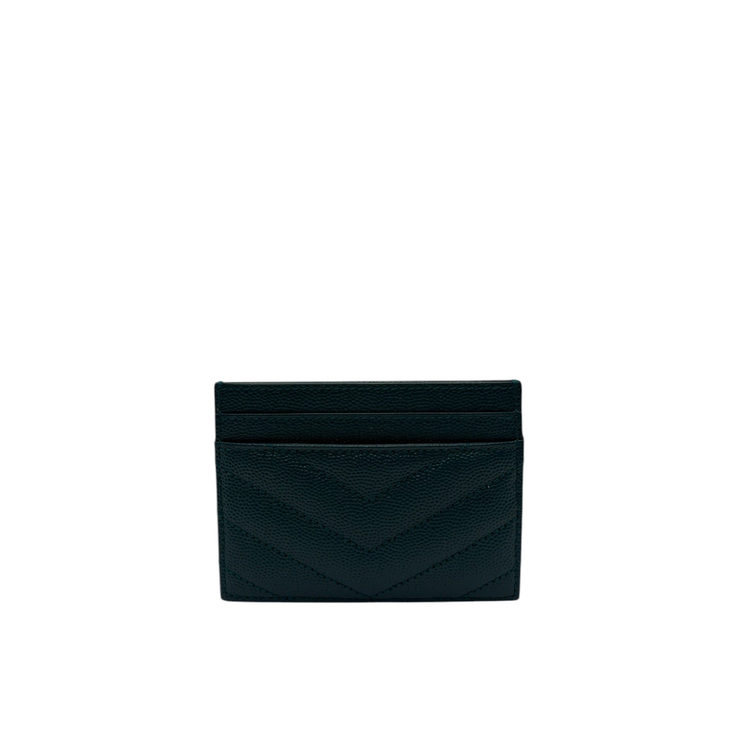 YSL GRASS GREEN CHEVRON QUILTED LEATHER CARD CASE