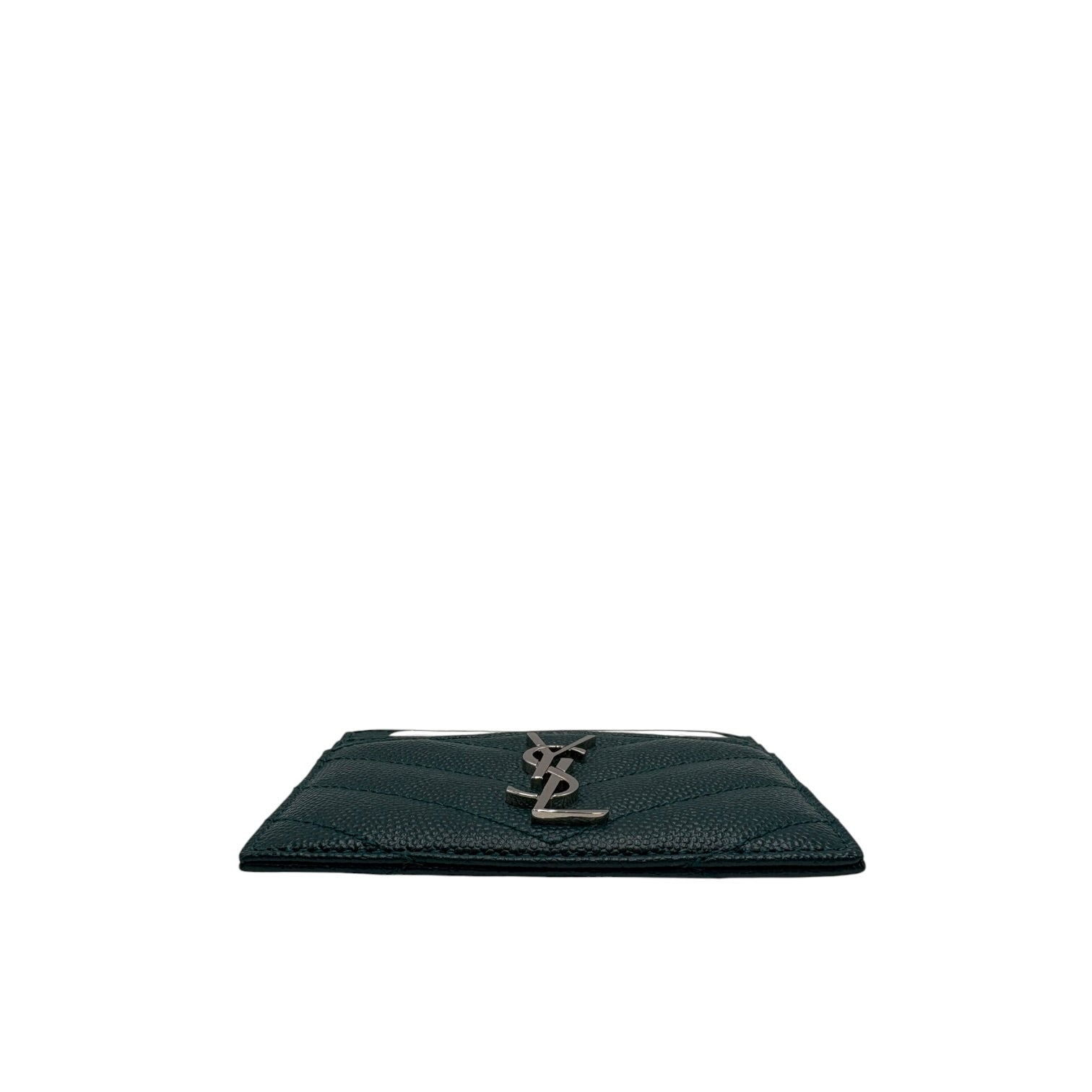 YSL GRASS GREEN CHEVRON QUILTED LEATHER CARD CASE