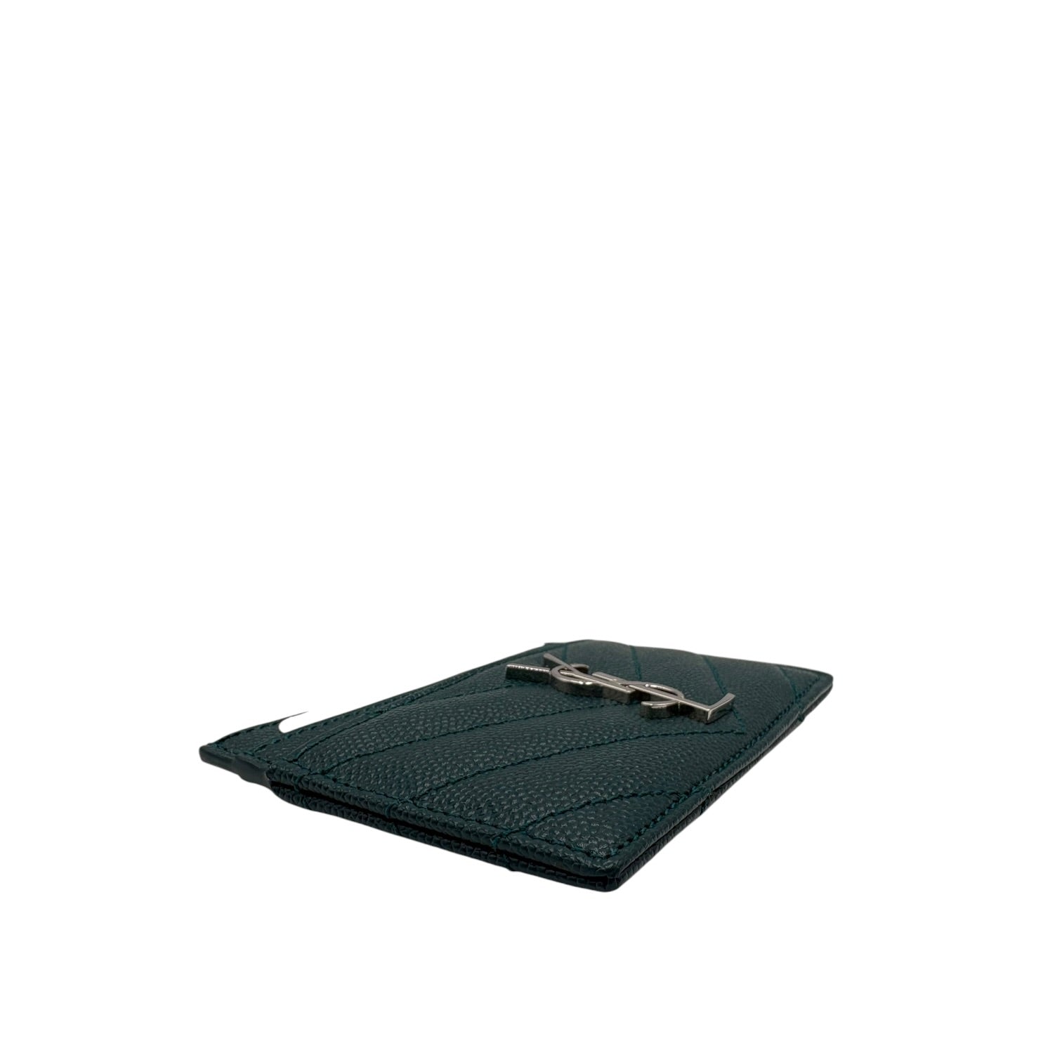 YSL GRASS GREEN CHEVRON QUILTED LEATHER CARD CASE