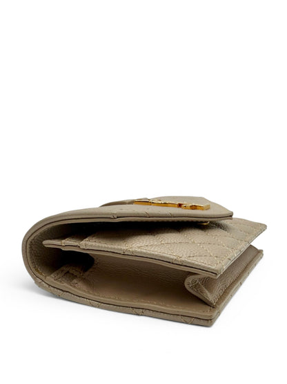 YSL MONOGRAM QUILTED LEATHER ENVELOPE WALLET BEIGE