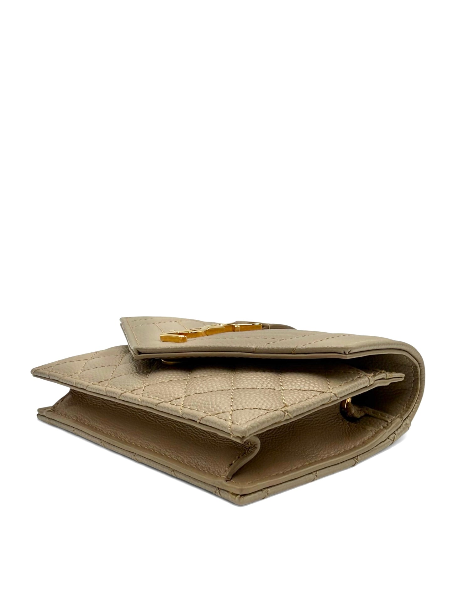 YSL MONOGRAM QUILTED LEATHER ENVELOPE WALLET BEIGE