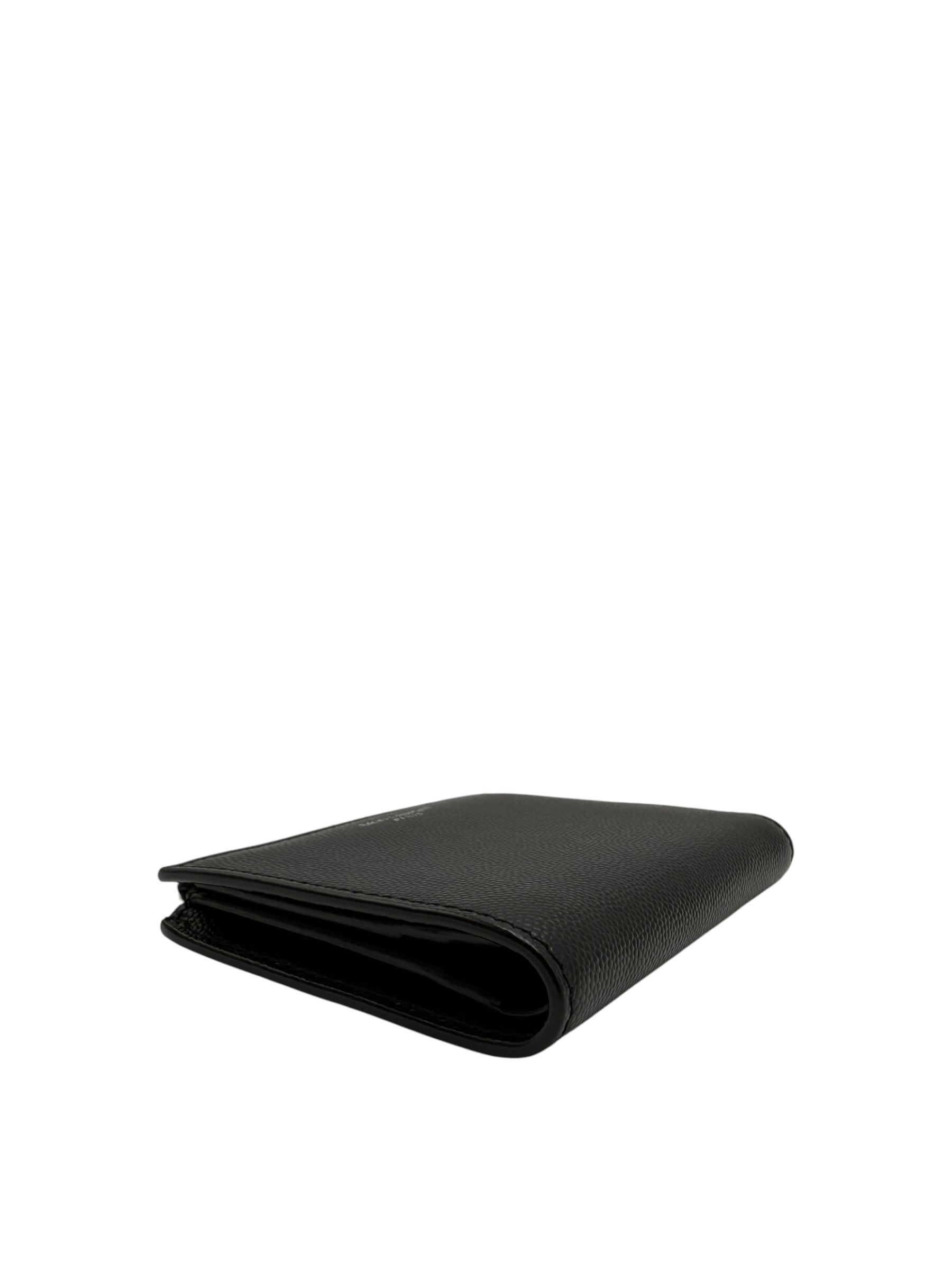 YSL BLACK CALFSKIN LEATHER BI-FOLD WALLET