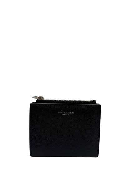 YSL BLACK CALFSKIN LEATHER BI-FOLD WALLET