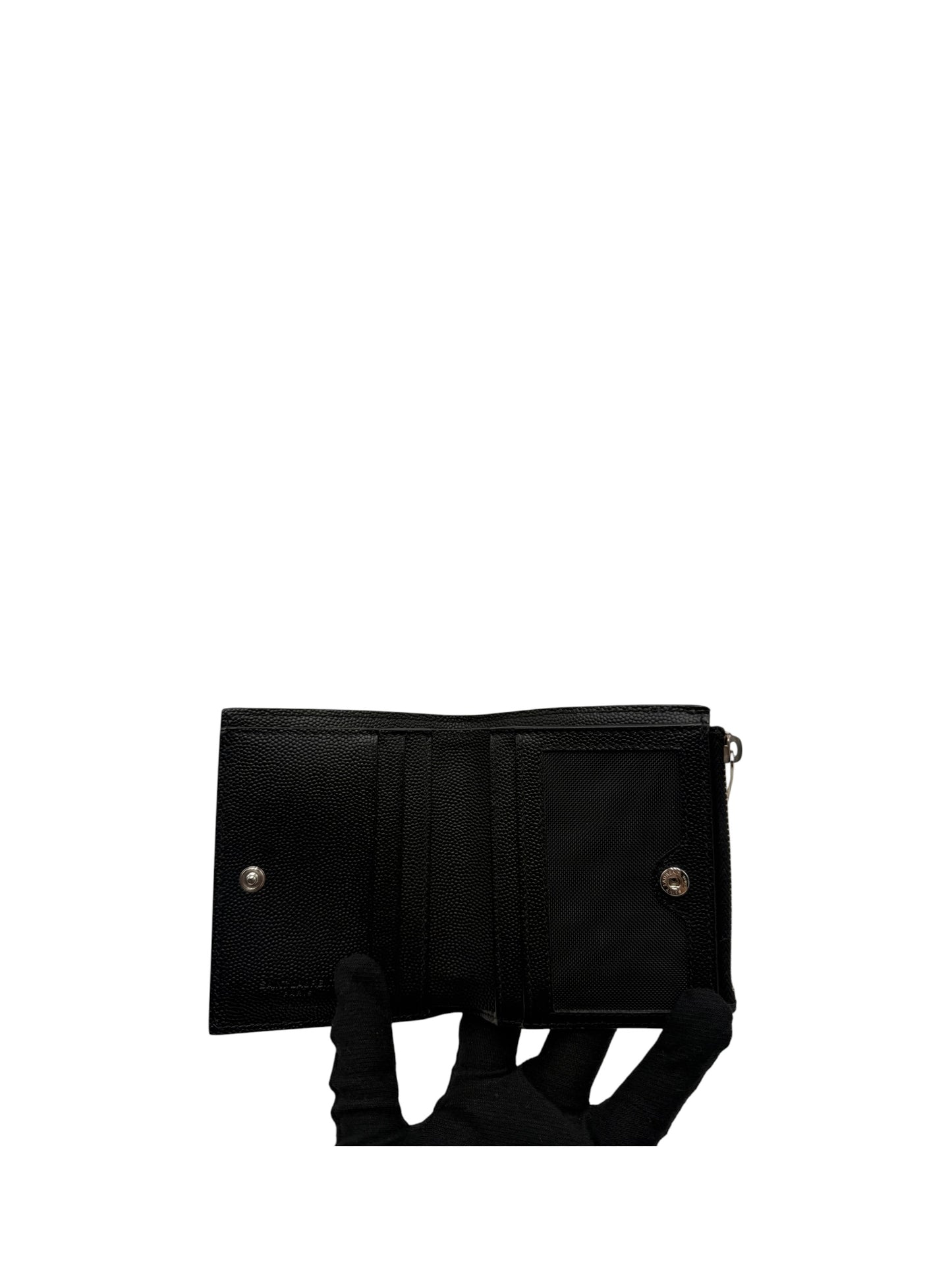 YSL BLACK CALFSKIN LEATHER BI-FOLD WALLET