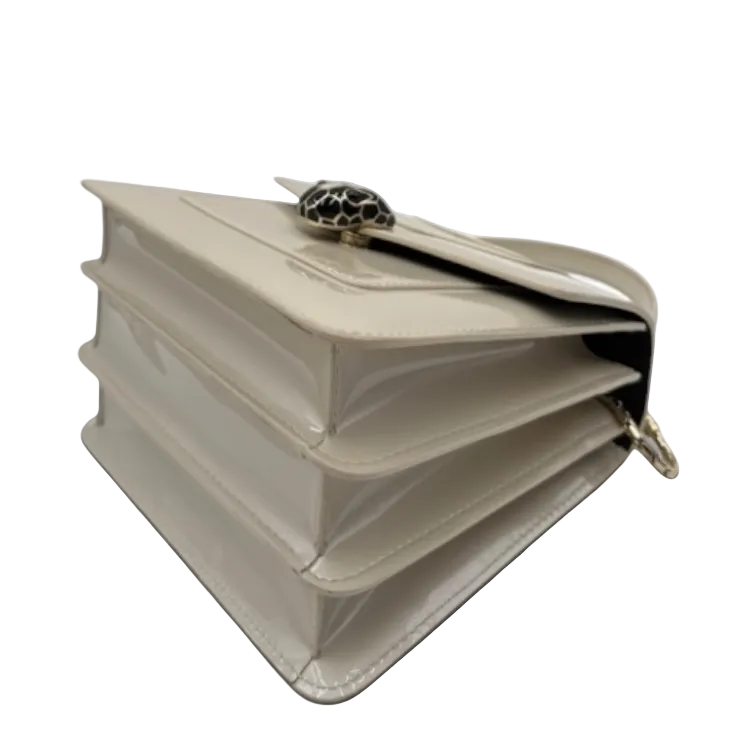 BVLGARI SERPENTI FOREVER CREAM VERNIS SATCHEL