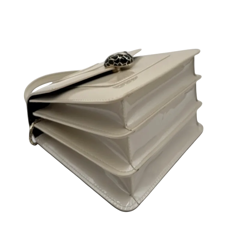 BVLGARI SERPENTI FOREVER CREAM VERNIS SATCHEL