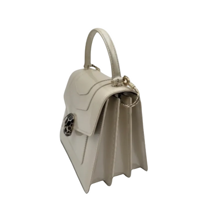 BVLGARI SERPENTI FOREVER CREAM VERNIS SATCHEL