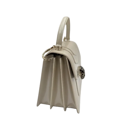 BVLGARI SERPENTI FOREVER CREAM VERNIS SATCHEL