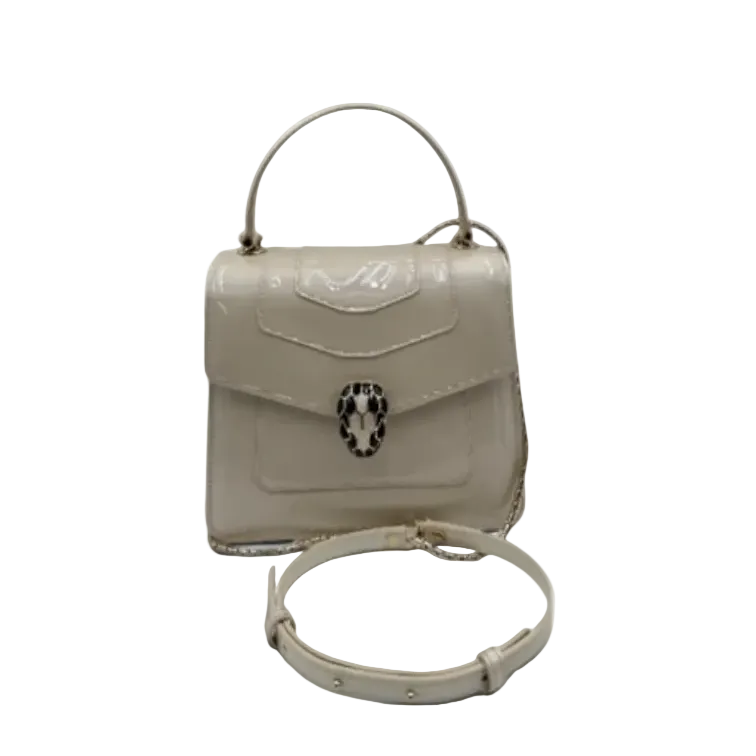 BVLGARI SERPENTI FOREVER CREAM VERNIS SATCHEL